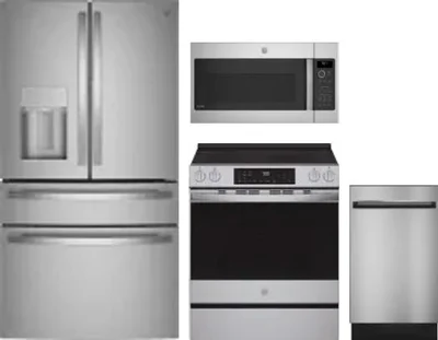 4 Piece Package Includes Refrigerator, Range, Microwave And Dishwasher